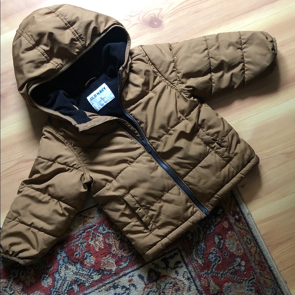 Old Navy Toddler Hooded Puffer Jacket - Camel Brown